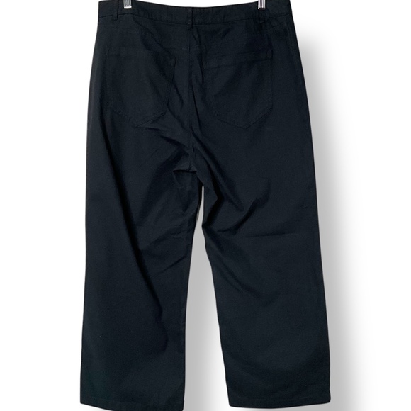 OLD NAVY Cotton Spandex Blend Black Wide Leg Cropped Pants 4 Pocket US Sz 14 - Picture 3 of 9